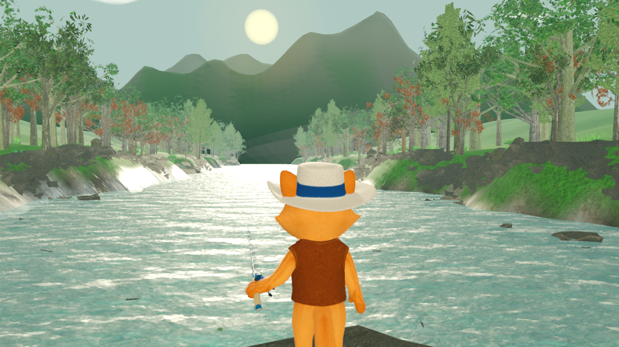 Halley fishing Silverthread Creek — mountain creek, trees, and sun on the water
